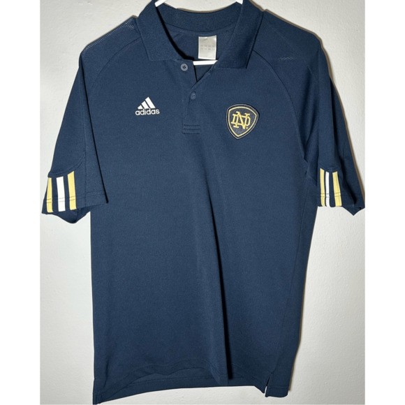Notre Dame Fighting Irish Adidas ClimaCool Blue Athletic Polo Golf Sz M - Picture 2 of 10